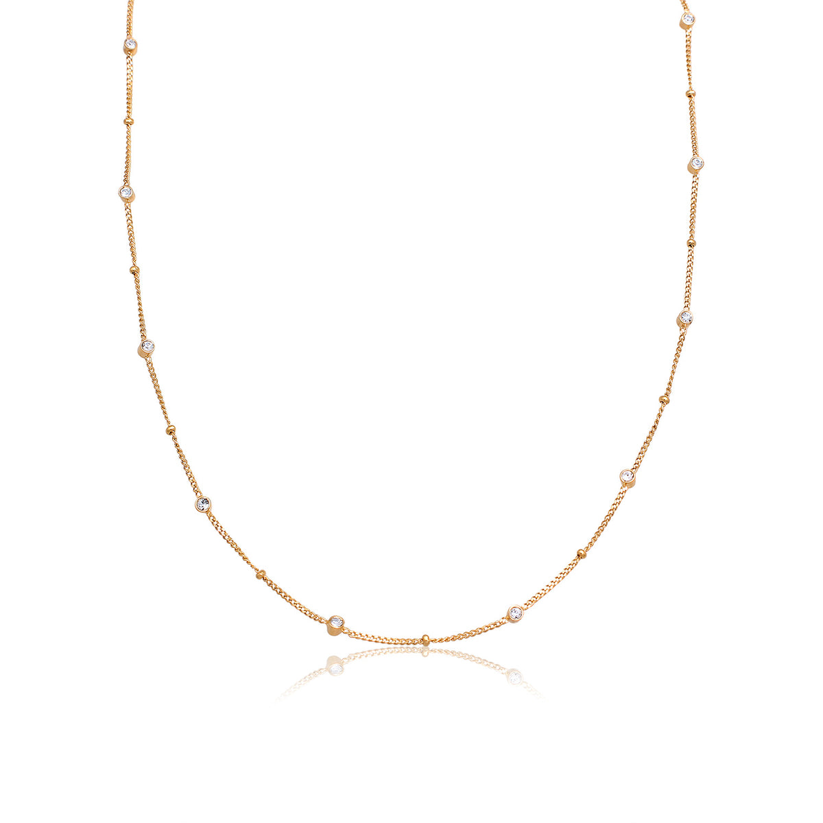 Gold - Elli | Kugel-Halskette | Mit Kristallen von Swarovski® (Weiß) | 925 Sterling Silber vergoldet