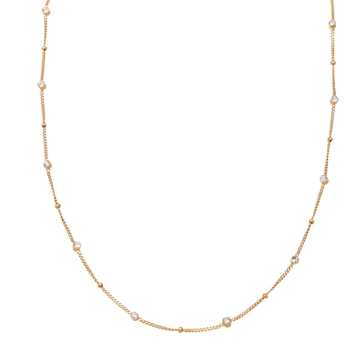 Gold - Elli | Kugel-Halskette | Mit Kristallen von Swarovski® (Weiß) | 925 Sterling Silber vergoldet