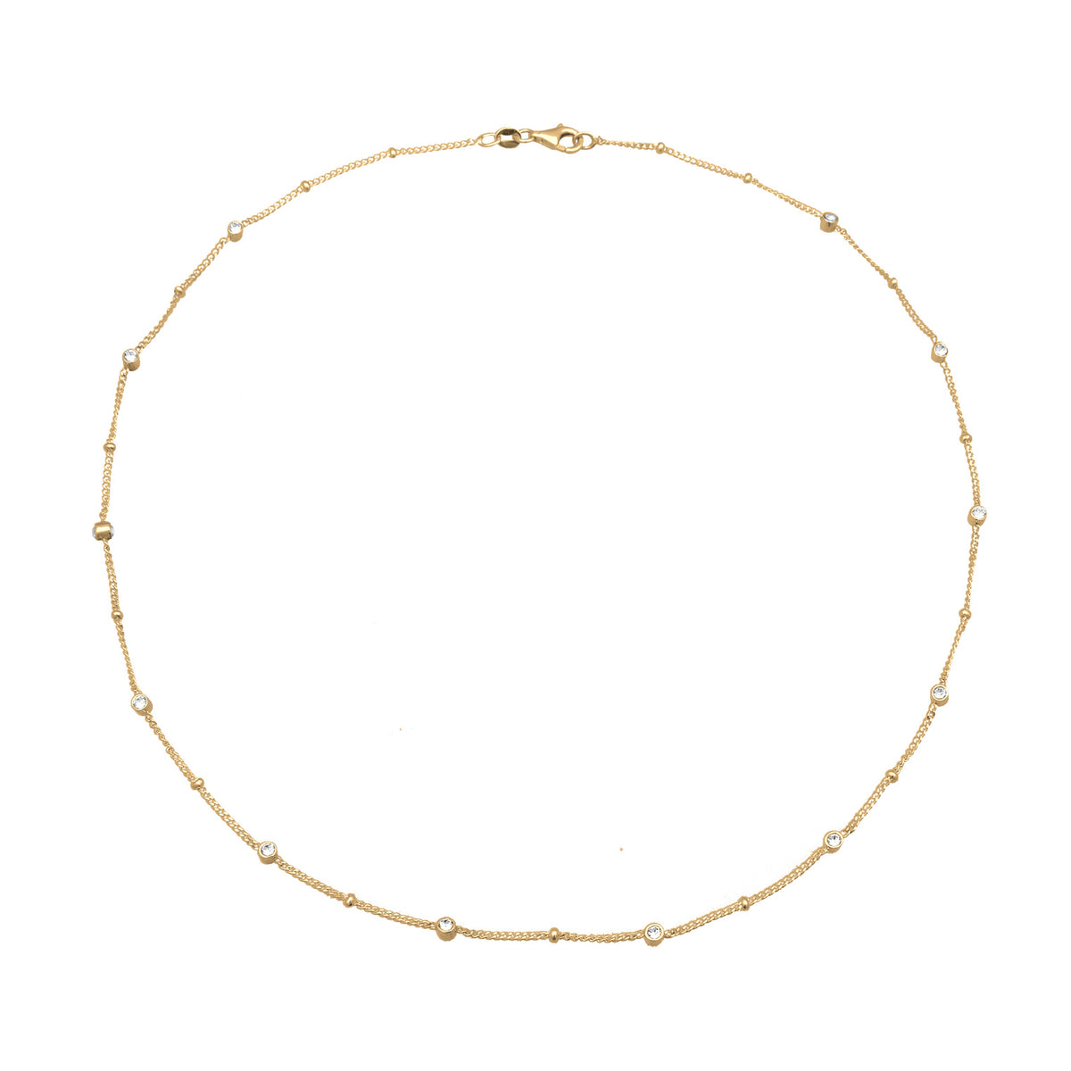 Gold - Elli | Kugel-Halskette | Mit Kristallen von Swarovski® (Weiß) | 925 Sterling Silber vergoldet