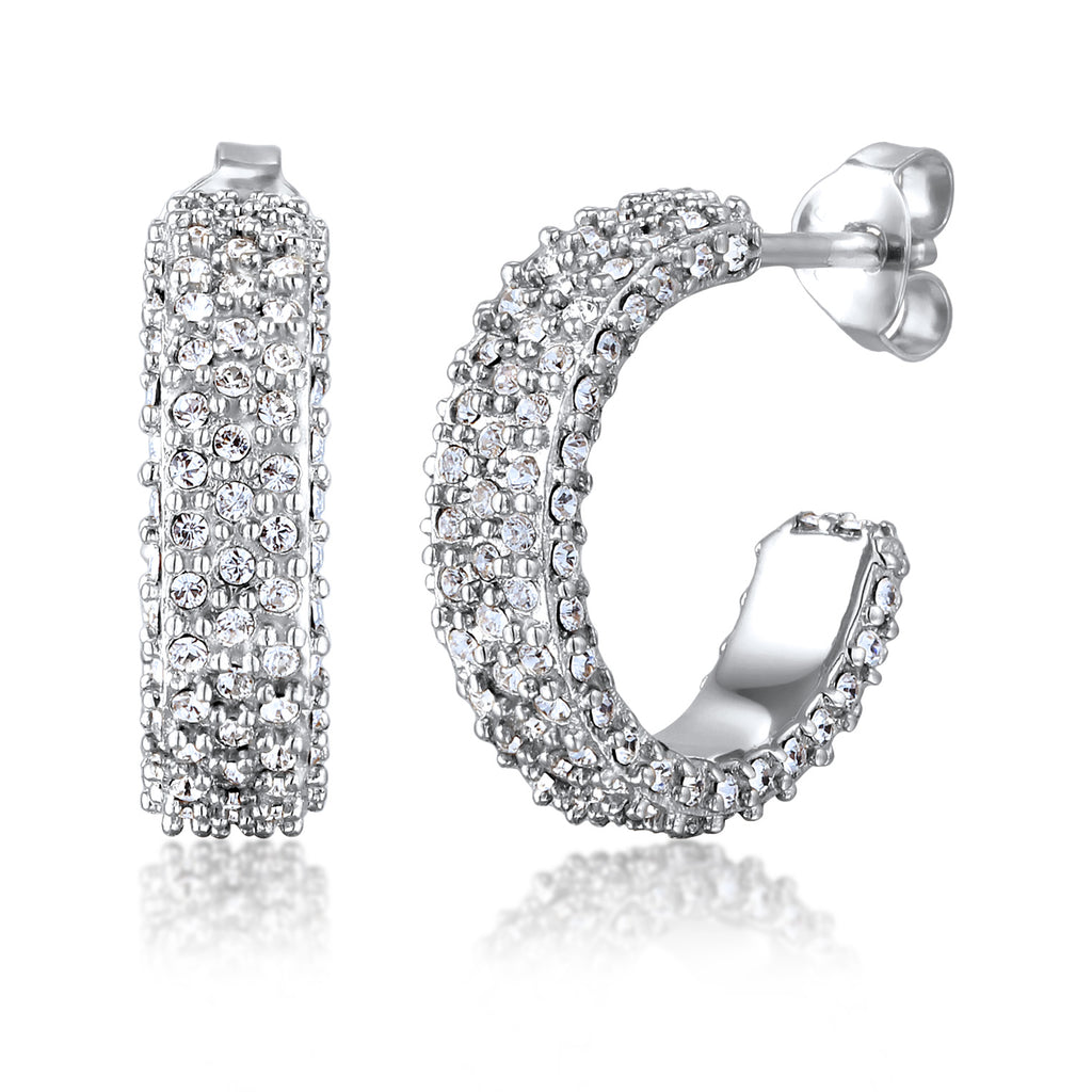 Silber - Elli | Creolen | Mit Kristallen von Swarovski® (Weiß) | 925 Sterling Silber