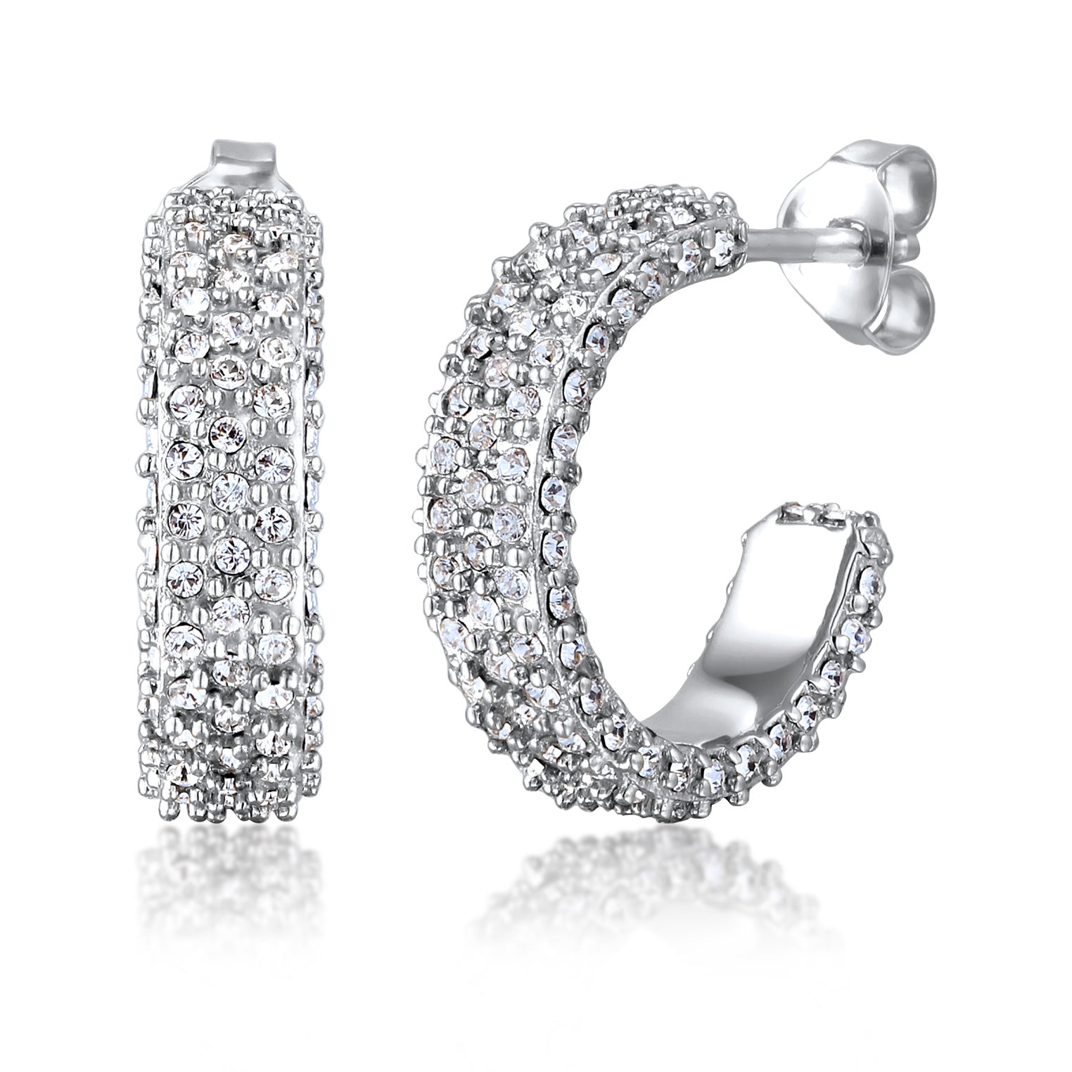 Silber - Elli | Creolen | Mit Kristallen von Swarovski® (Weiß) | 925 Sterling Silber
