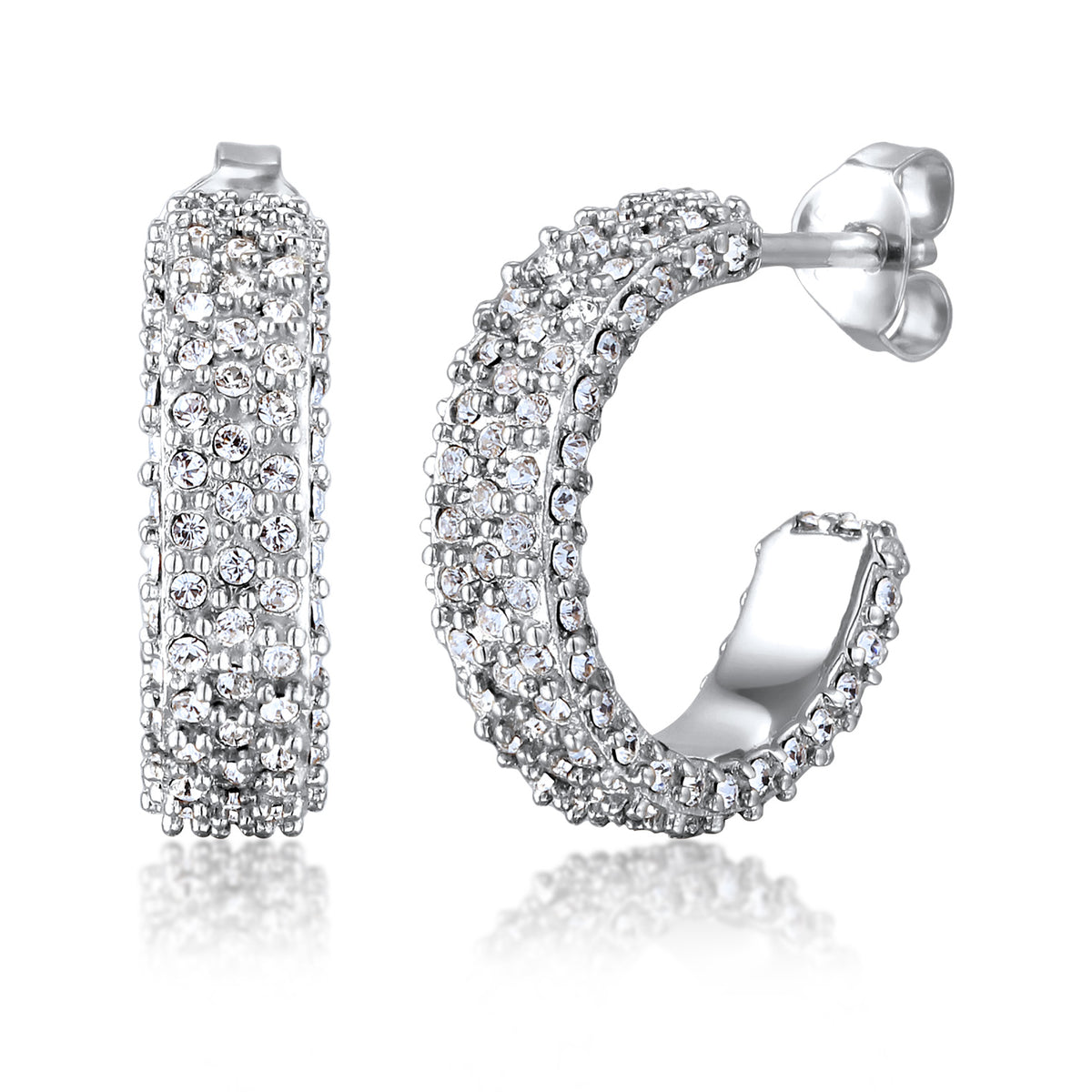 Silber - Elli | Creolen | Mit Kristallen von Swarovski® (Weiß) | 925 Sterling Silber