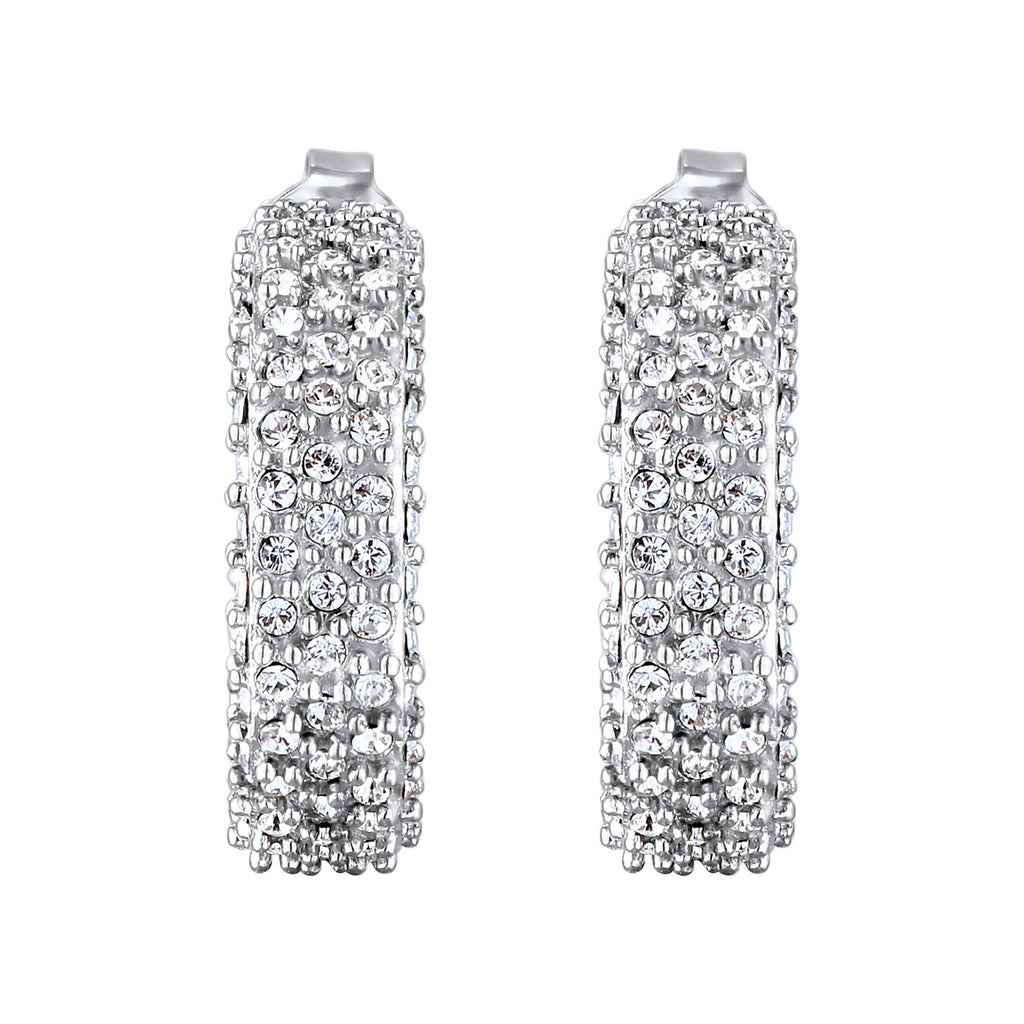 Silber - Elli | Creolen | Mit Kristallen von Swarovski® (Weiß) | 925 Sterling Silber