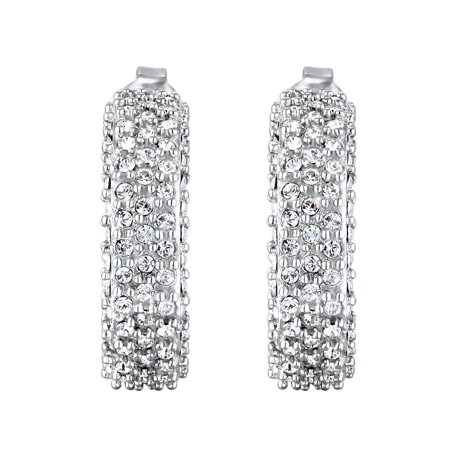 Silber - Elli | Creolen | Mit Kristallen von Swarovski® (Weiß) | 925 Sterling Silber