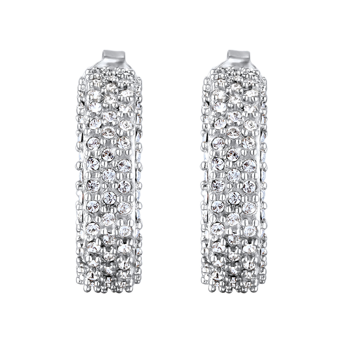 Silber - Elli | Creolen | Mit Kristallen von Swarovski® (Weiß) | 925 Sterling Silber
