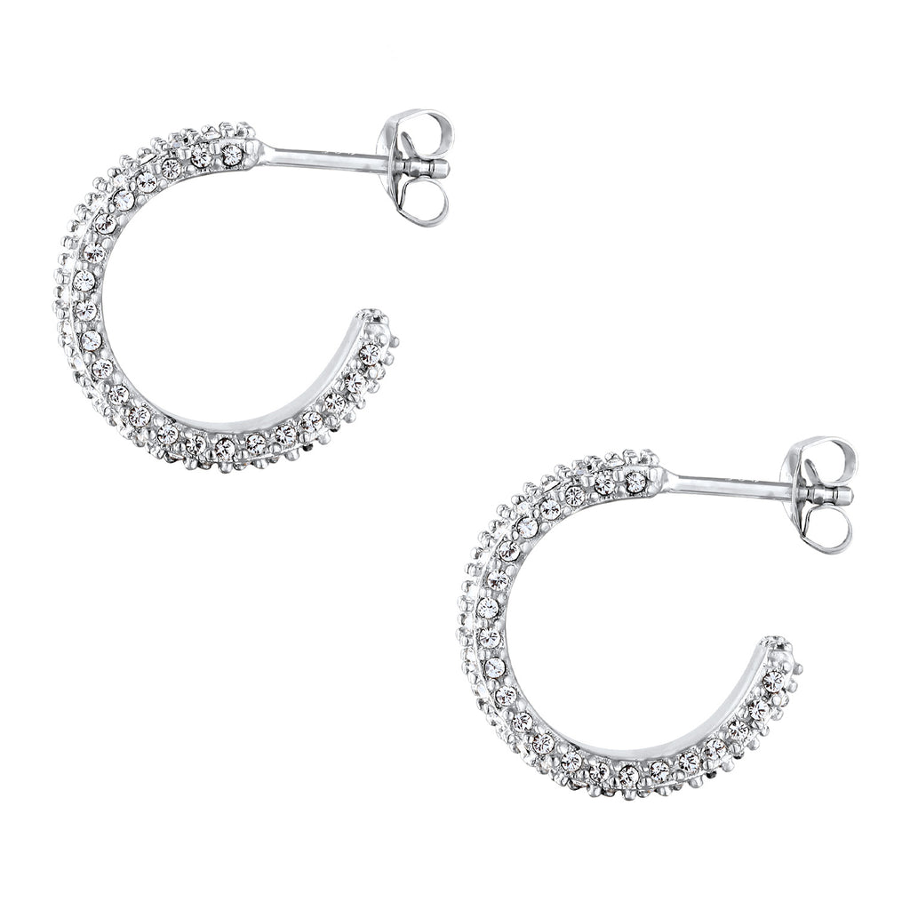 Silber - Elli | Creolen | Mit Kristallen von Swarovski® (Weiß) | 925 Sterling Silber