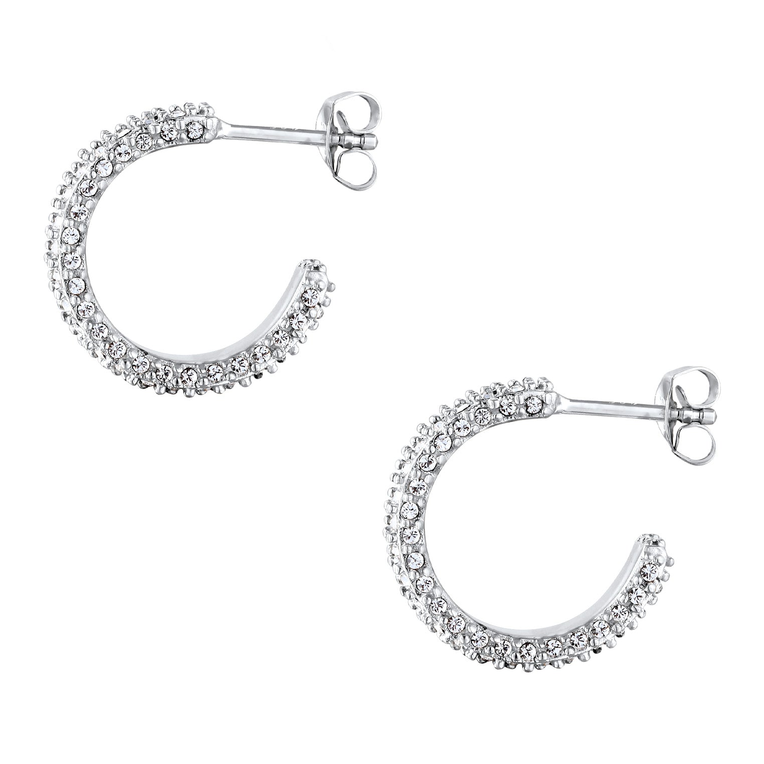 Silber - Elli | Creolen | Mit Kristallen von Swarovski® (Weiß) | 925 Sterling Silber