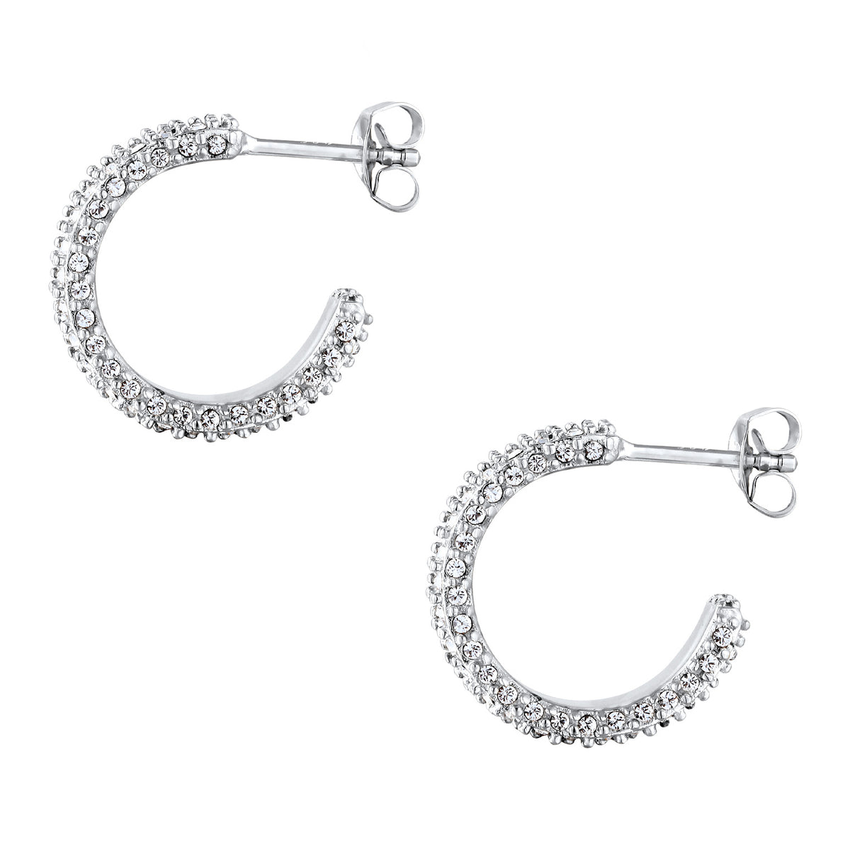 Silber - Elli | Creolen | Mit Kristallen von Swarovski® (Weiß) | 925 Sterling Silber