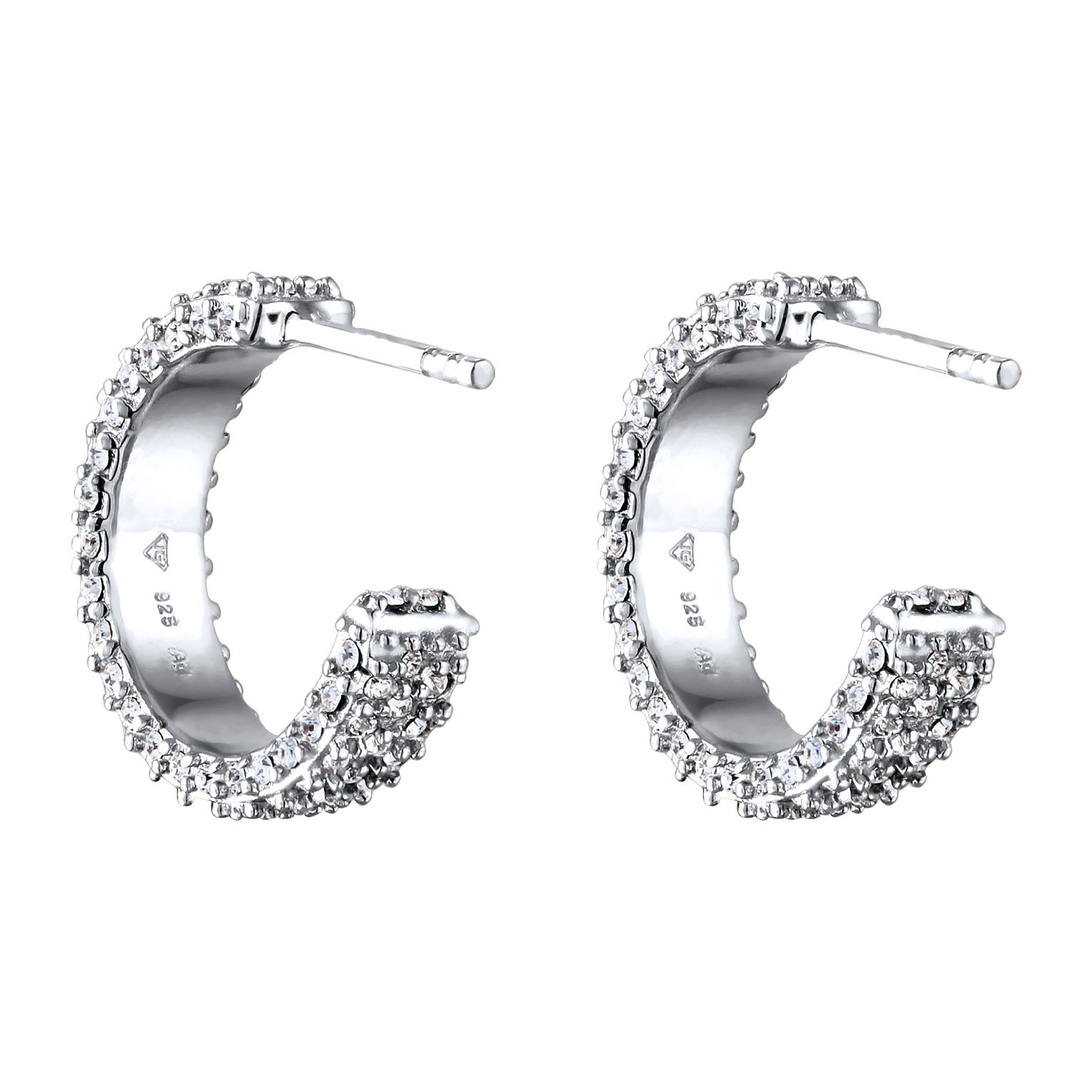 Silber - Elli | Creolen | Mit Kristallen von Swarovski® (Weiß) | 925 Sterling Silber