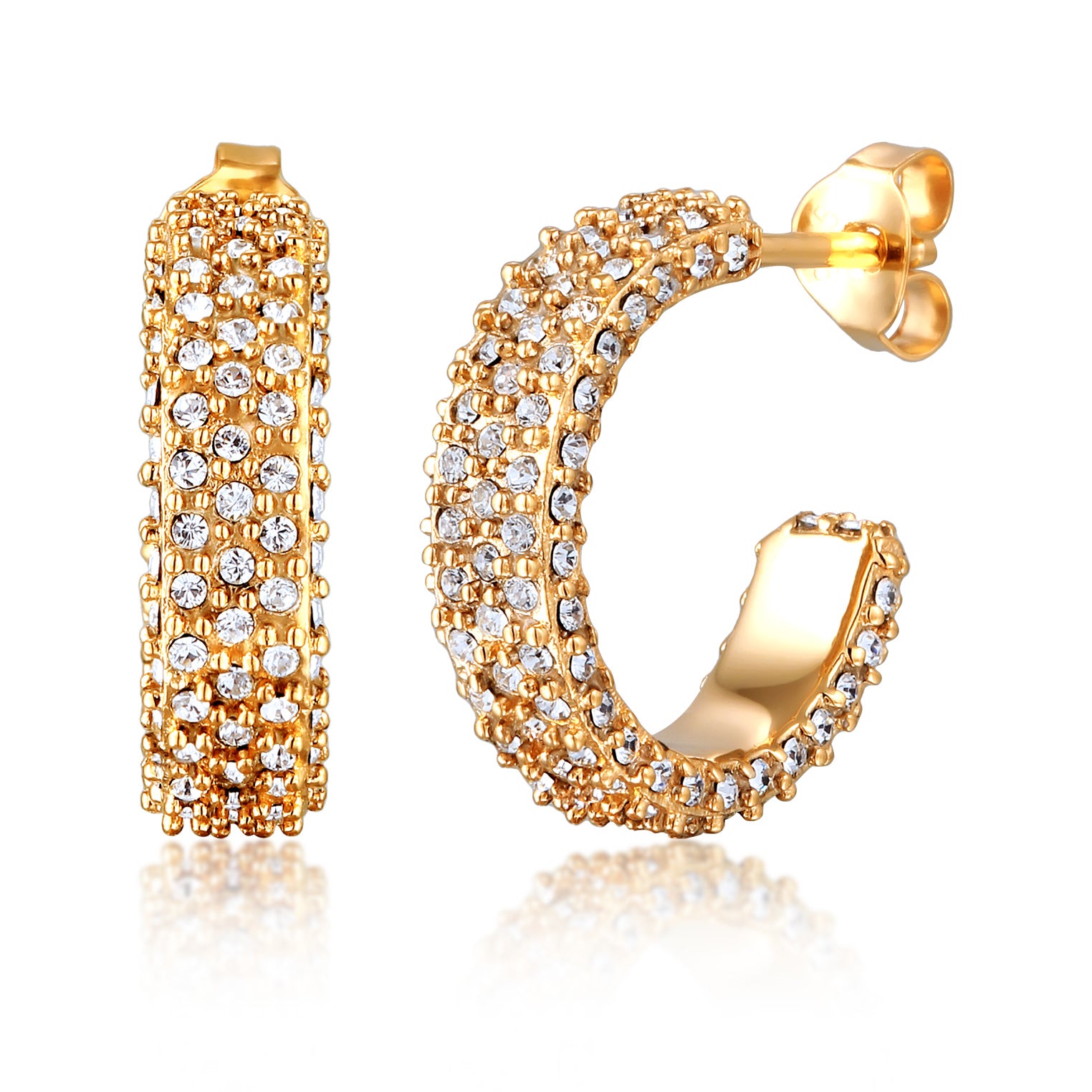 Gold - Elli | Creolen | Mit Kristallen von Swarovski® (Weiß) | 925 Sterling Silber vergoldet