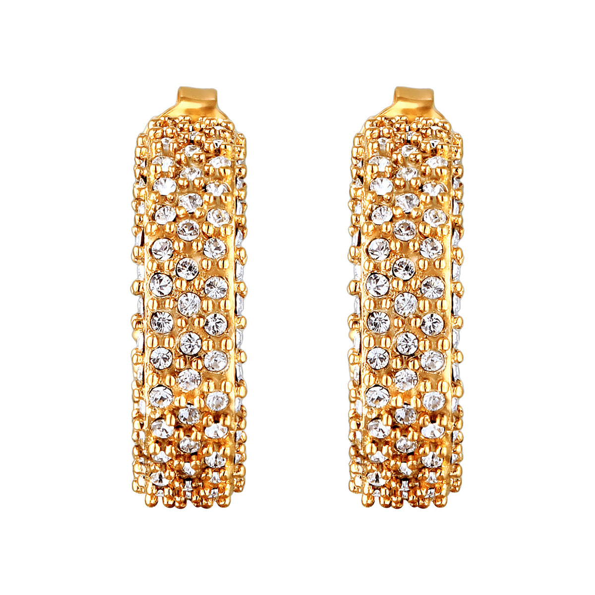 Gold - Elli | Creolen | Mit Kristallen von Swarovski® (Weiß) | 925 Sterling Silber vergoldet