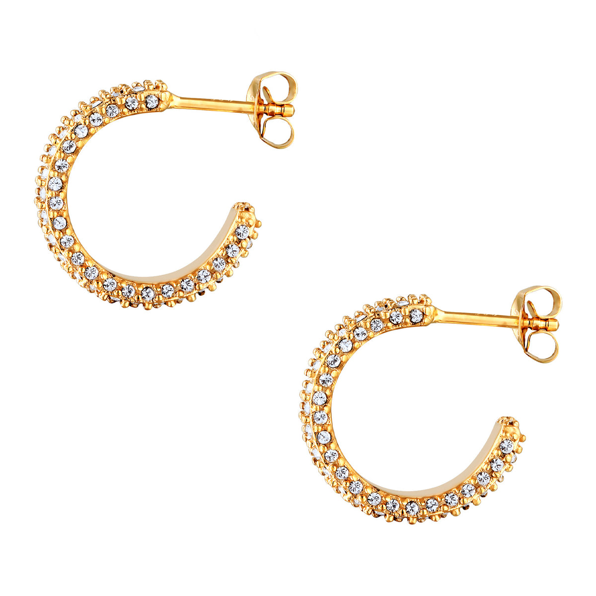 Gold - Elli | Creolen | Mit Kristallen von Swarovski® (Weiß) | 925 Sterling Silber vergoldet