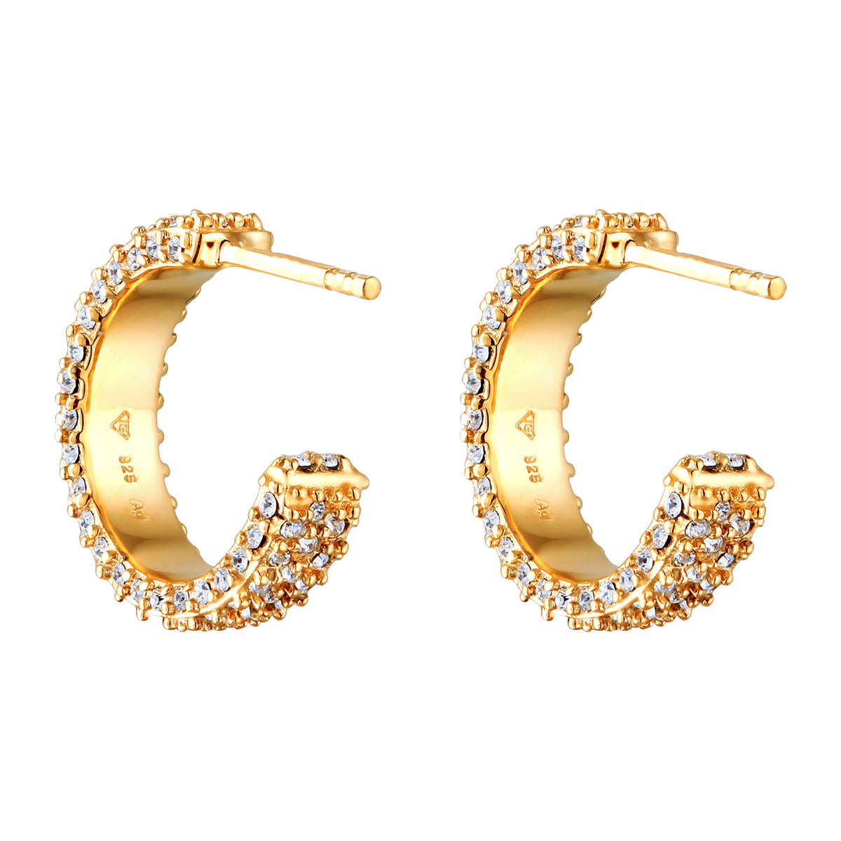 Gold - Elli | Creolen | Mit Kristallen von Swarovski® (Weiß) | 925 Sterling Silber vergoldet