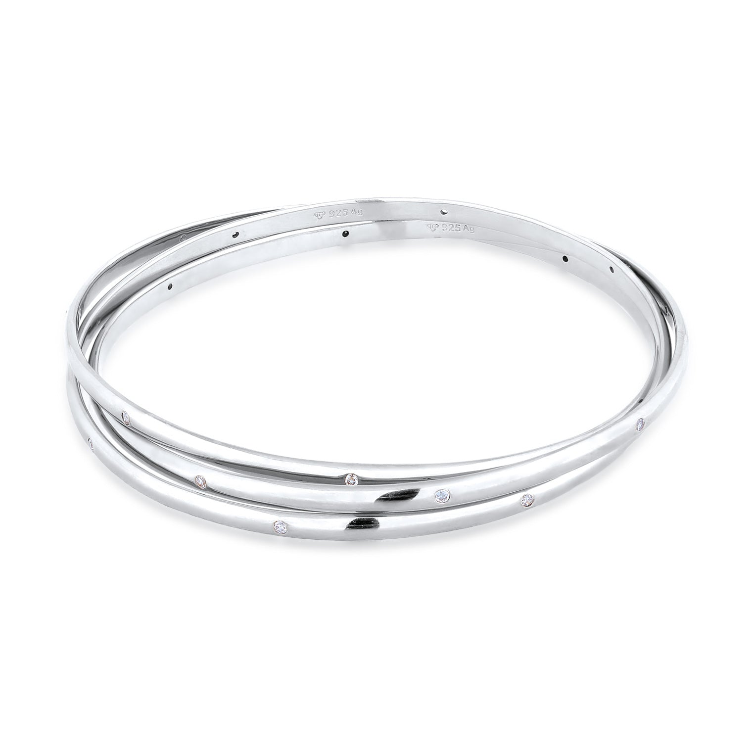 Silber - Elli PREMIUM | Armreif Verschlungen | Zirkonia (Weiß) | 925 Sterling Silber