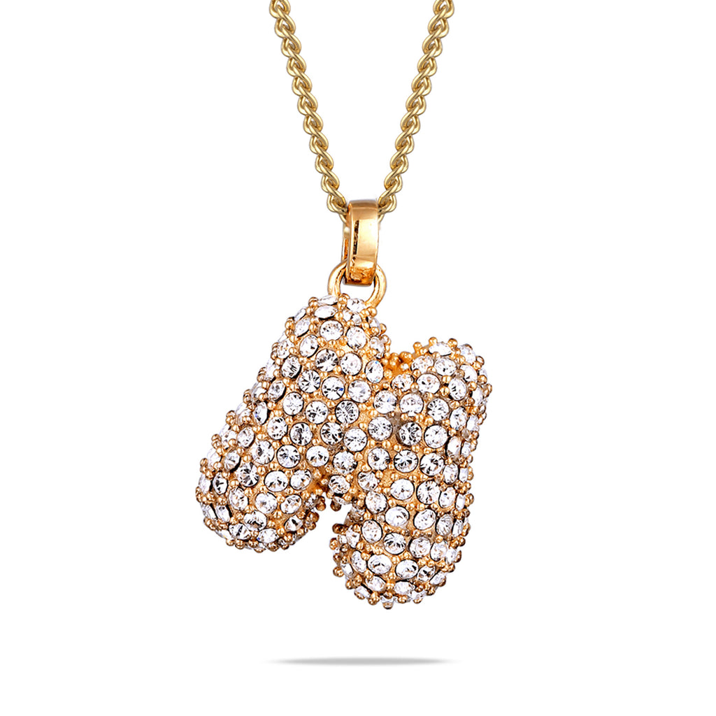 Gold - Elli | Halskette Bubble Buchstabe M | Mit Kristallen von Swarovski® (Weiß) | 925 Sterling Silber vergoldet