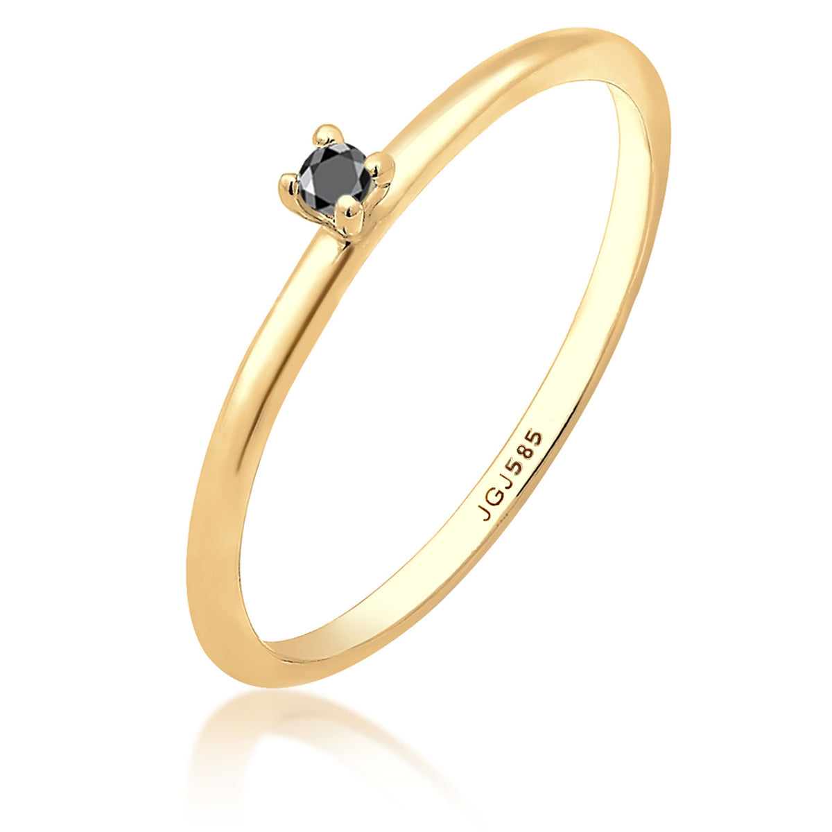 Gold - Elli DIAMONDS | Solitär-Ring | Diamant (Schwarz, 0.003 ct) | 585 Gelbgold