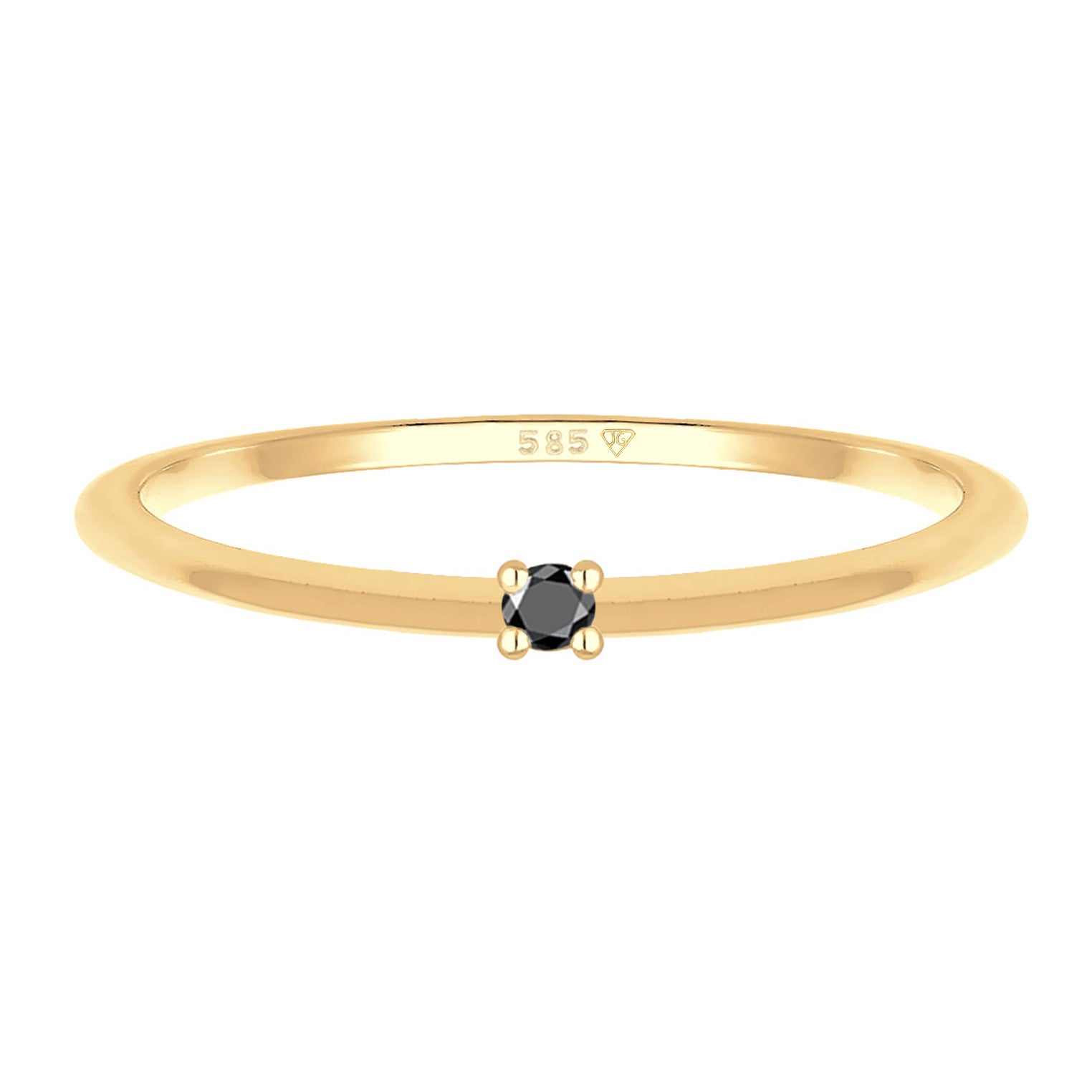 Gold - Elli DIAMONDS | Solitär-Ring | Diamant (Schwarz, 0.003 ct) | 585 Gelbgold