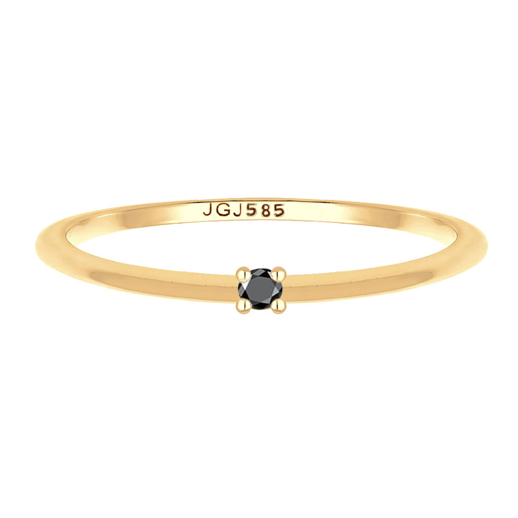 Gold - Elli DIAMONDS | Solitär-Ring | Diamant (Schwarz, 0.003 ct) | 585 Gelbgold