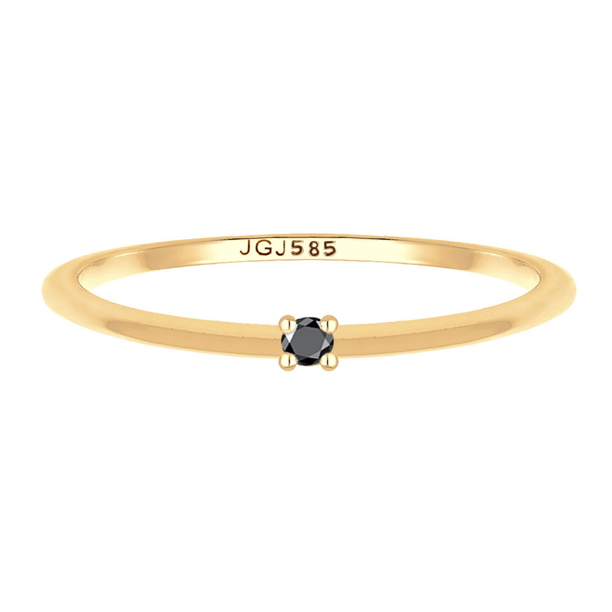 Gold - Elli DIAMONDS | Solitär-Ring | Diamant (Schwarz, 0.003 ct) | 585 Gelbgold