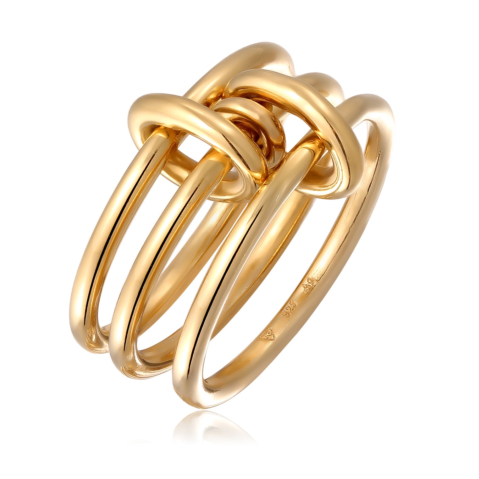 Gold - Elli | Stapelring Knoten | 925 Sterling Silber vergoldet