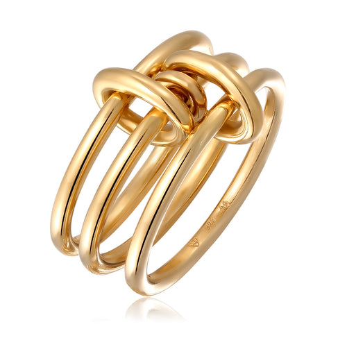 Gold - Elli | Stapelring Knoten | 925 Sterling Silber vergoldet