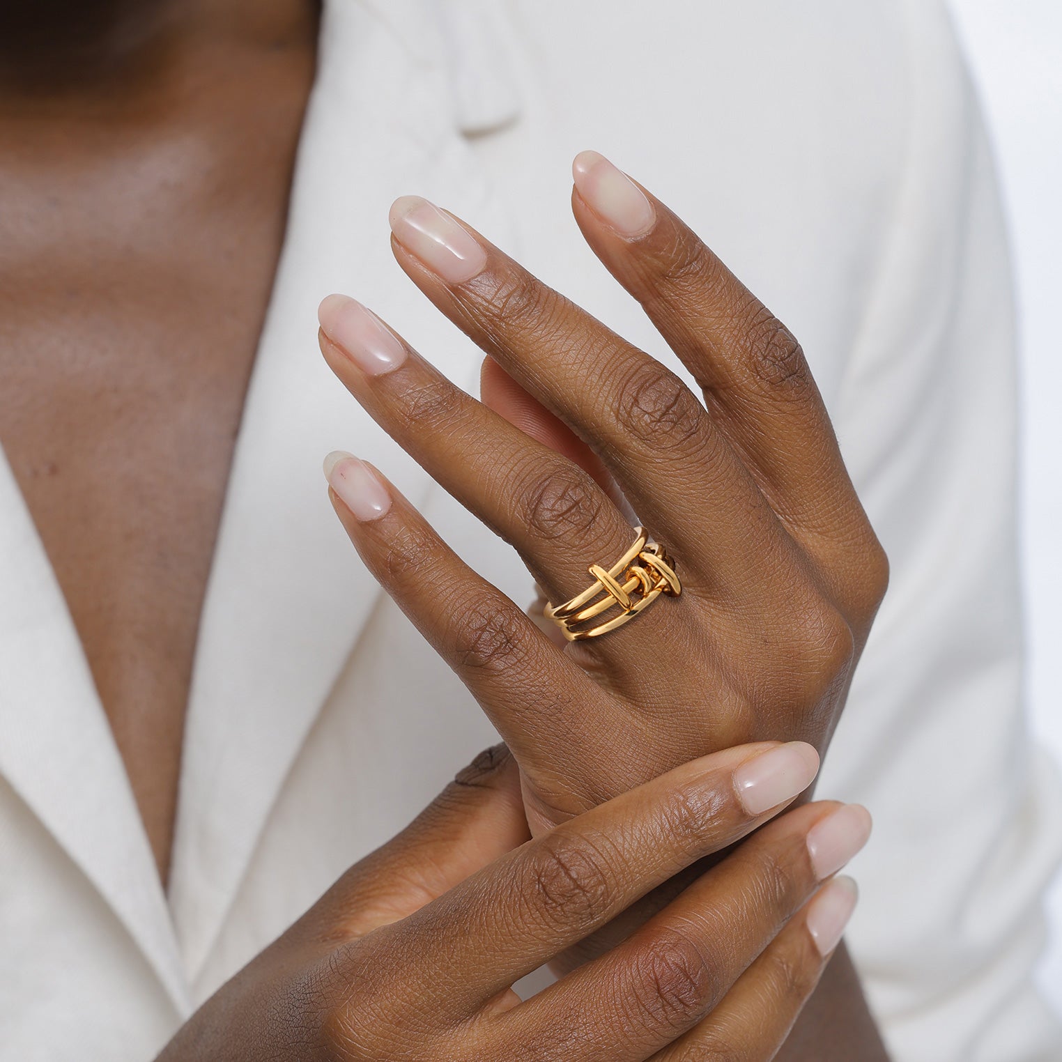 Gold - Elli | Stapelring Knoten | 925 Sterling Silber vergoldet