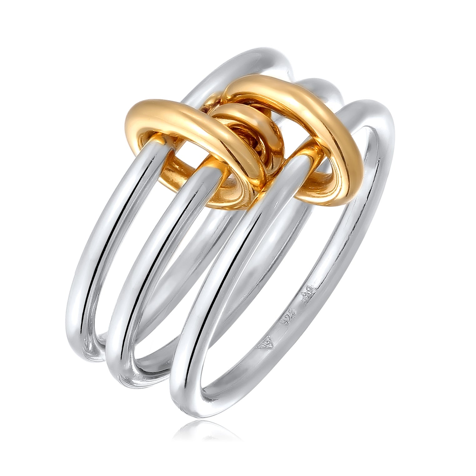 Zweifarbig - Elli | Stapelring Knoten Bicolor | 925 Sterling Silber