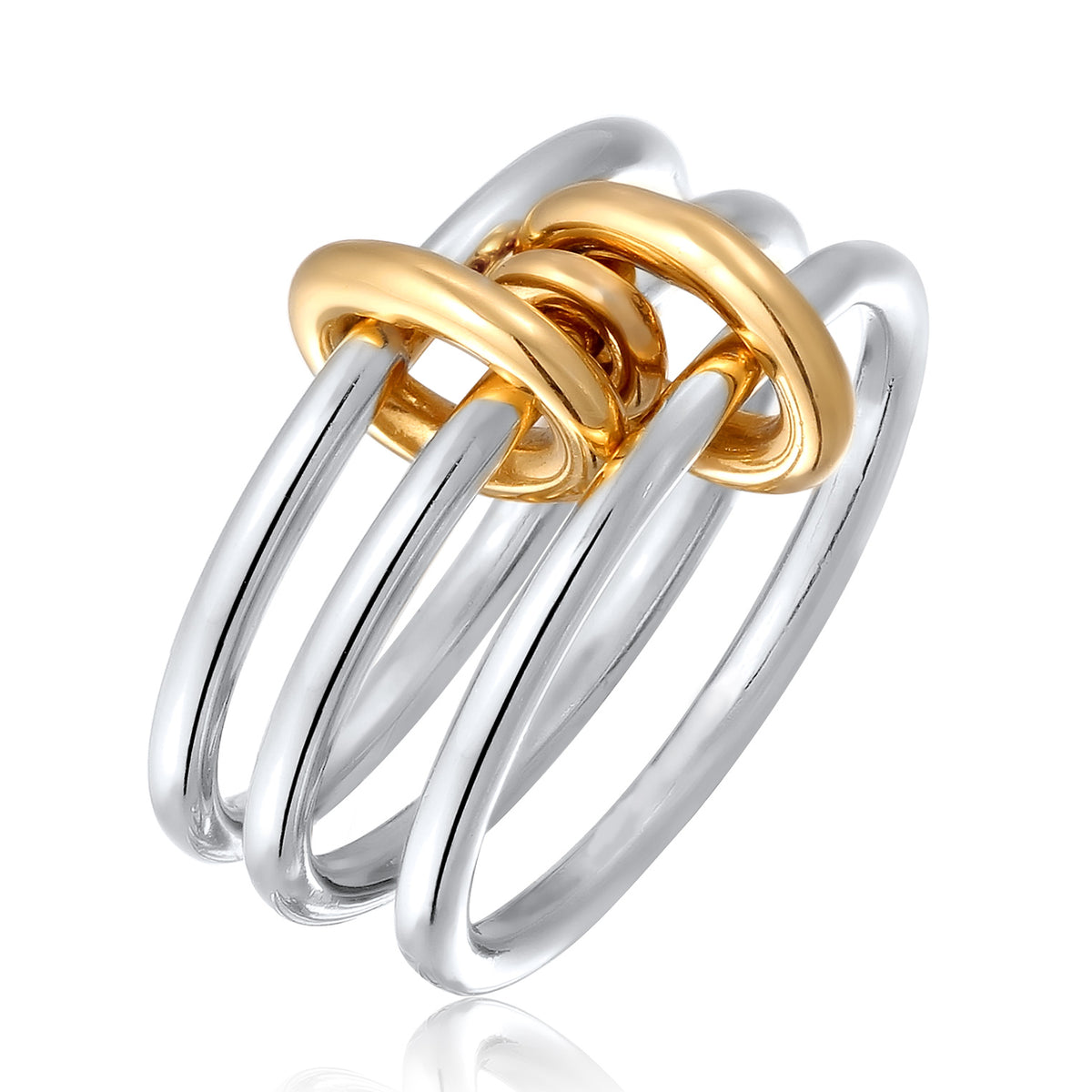 Zweifarbig - Elli | Stapelring Knoten Bicolor | 925 Sterling Silber