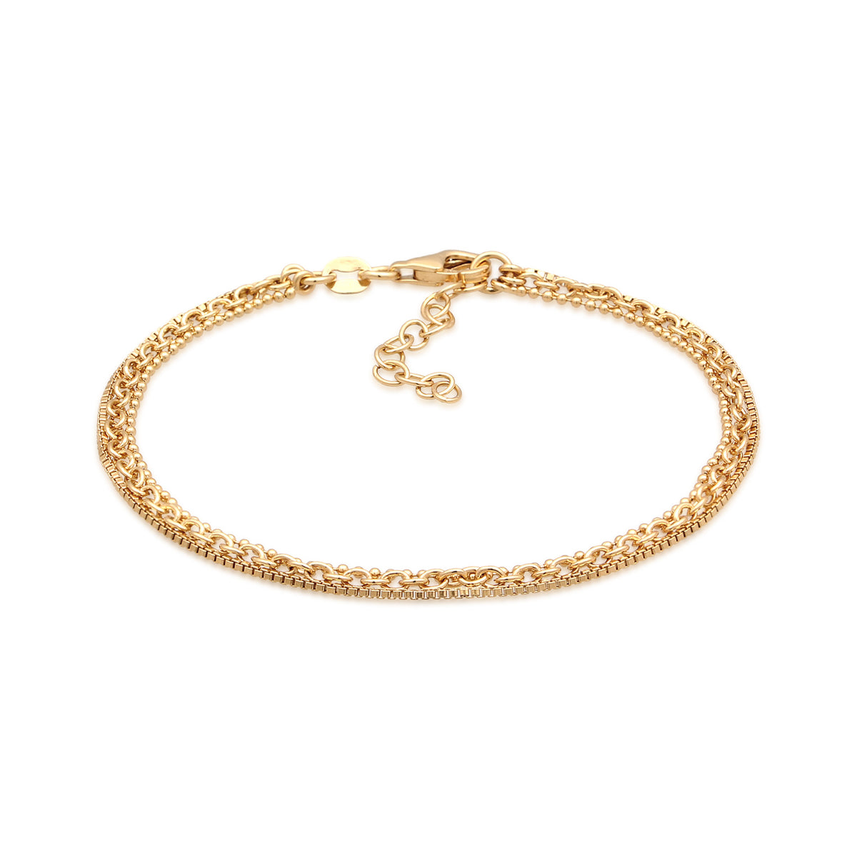 Gold - Elli | Layer-Armband Glieder | 925 Sterling Silber vergoldet