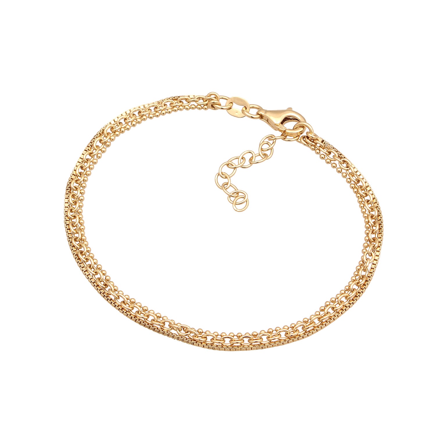 Gold - Elli | Layer-Armband Glieder | 925 Sterling Silber vergoldet