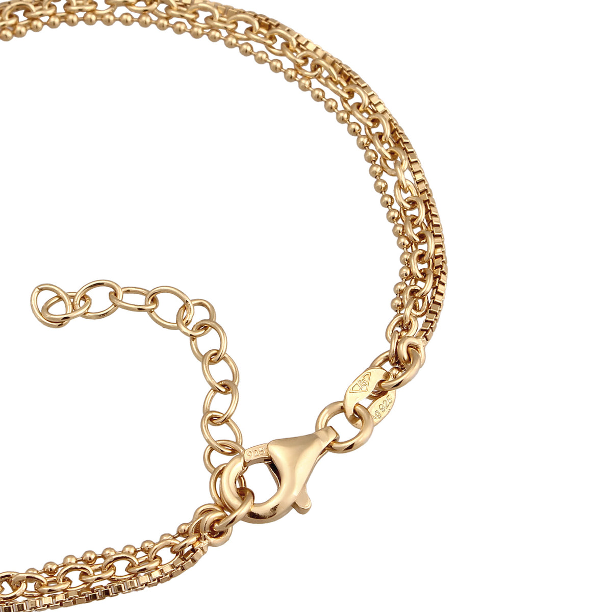 Gold - Elli | Layer-Armband Glieder | 925 Sterling Silber vergoldet