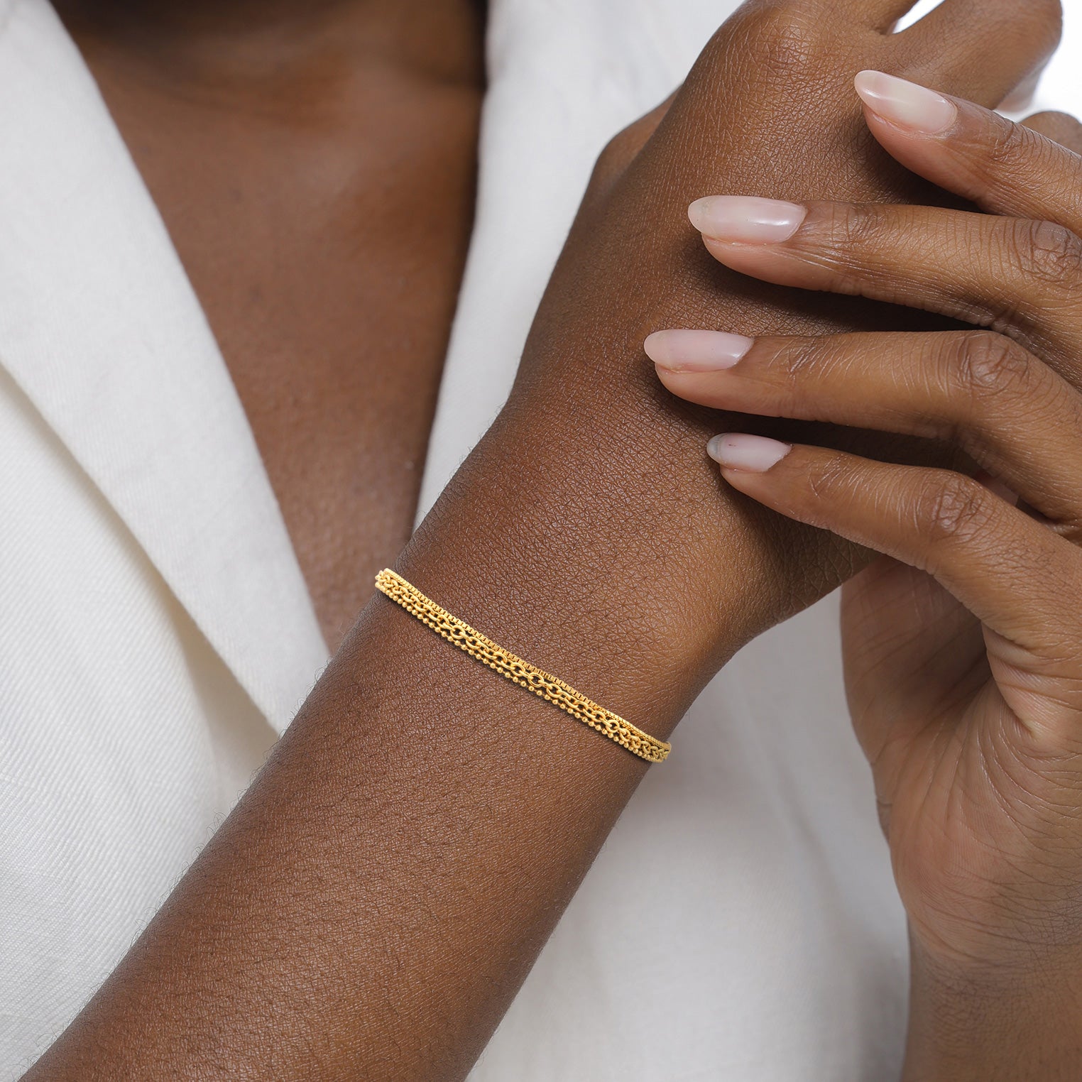 Gold - Elli | Layer-Armband Glieder | 925 Sterling Silber vergoldet