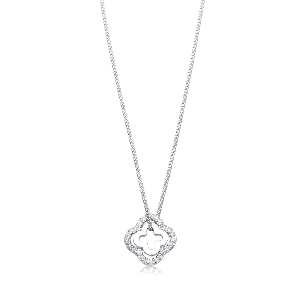 Necklace clover | Zirconia (White)