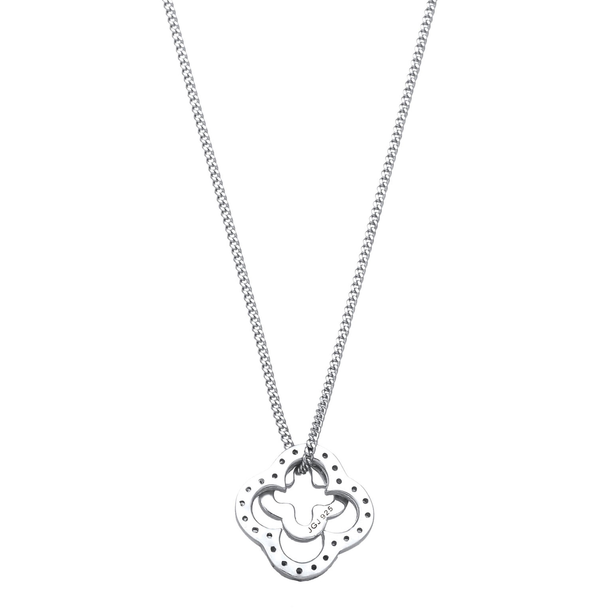 Silber - Elli | Halskette Kleeblatt | Zirkonia (Weiß) | 925 Sterling Silber