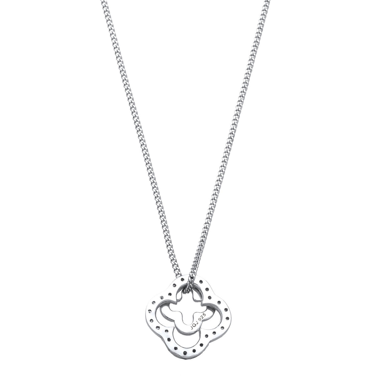 Silber - Elli | Halskette Kleeblatt | Zirkonia (Weiß) | 925 Sterling Silber