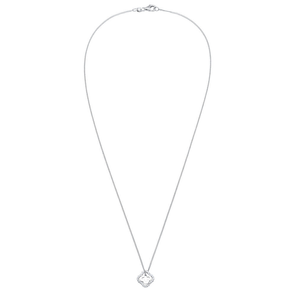 Necklace clover | Zirconia (White)