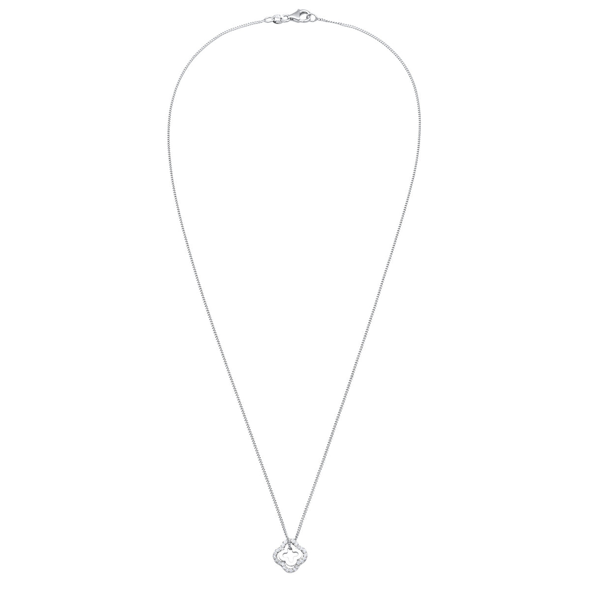 Silber - Elli | Halskette Kleeblatt | Zirkonia (Weiß) | 925 Sterling Silber