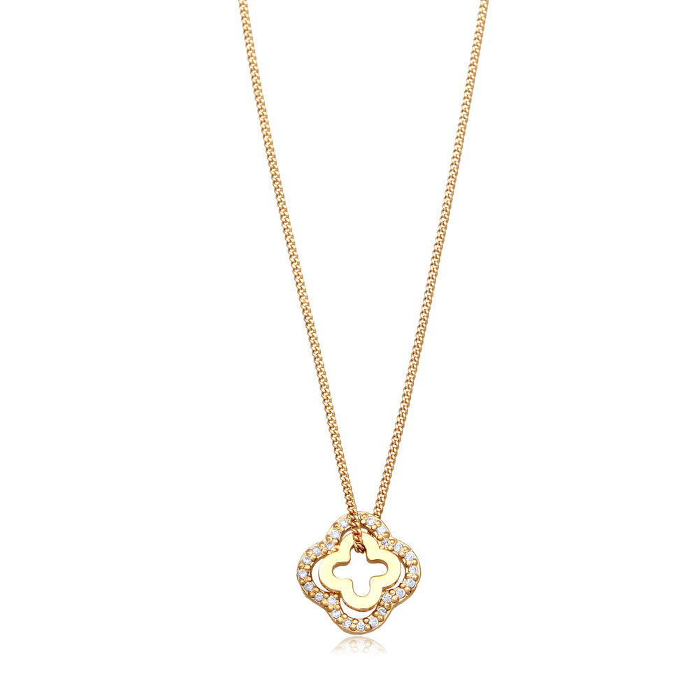 Necklace clover | Zirconia (White)
