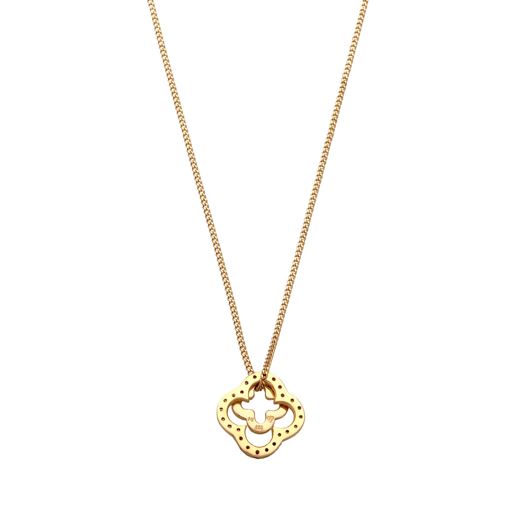 Gold - Elli | Halskette Kleeblatt | Zirkonia (Weiß) | 925 Sterling Silber vergoldet