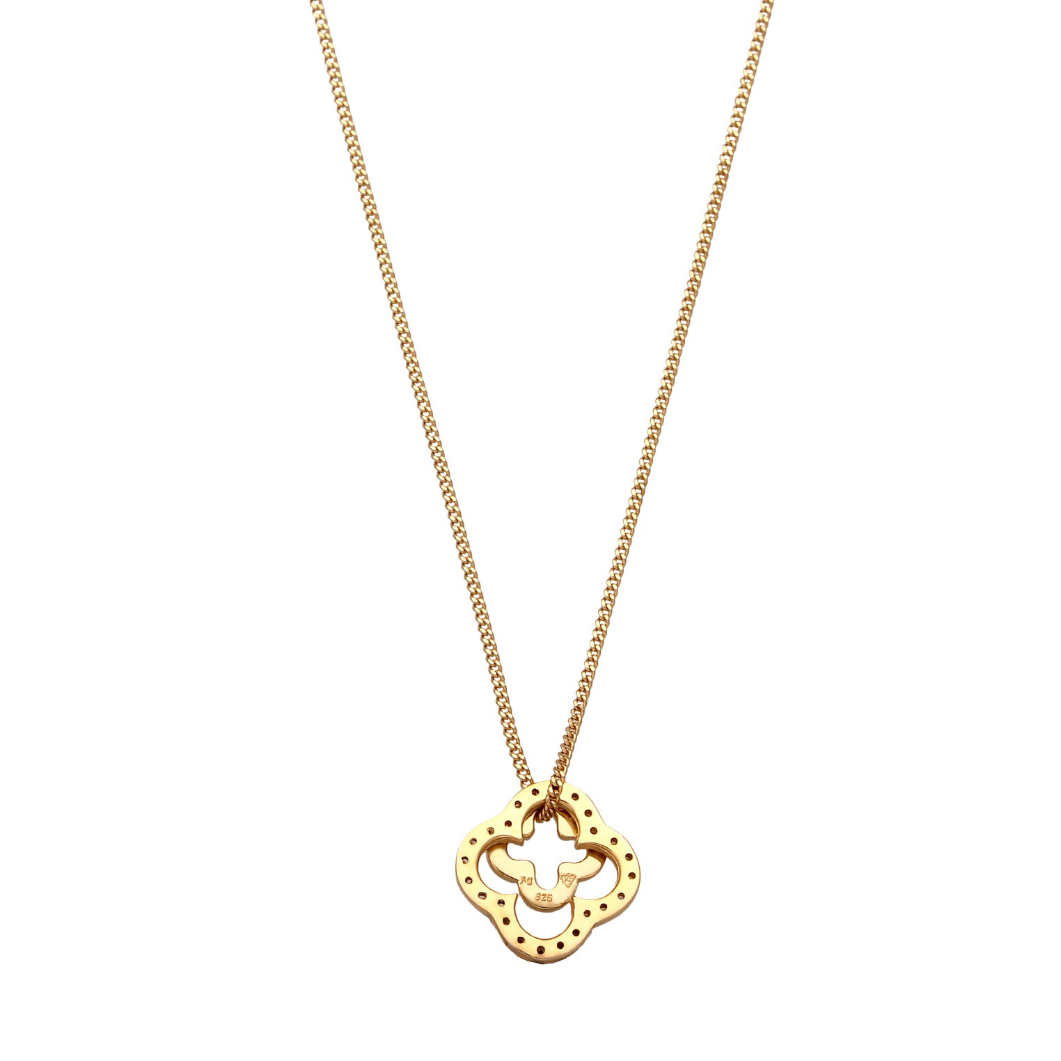 Gold - Elli | Halskette Kleeblatt | Zirkonia (Weiß) | 925 Sterling Silber vergoldet