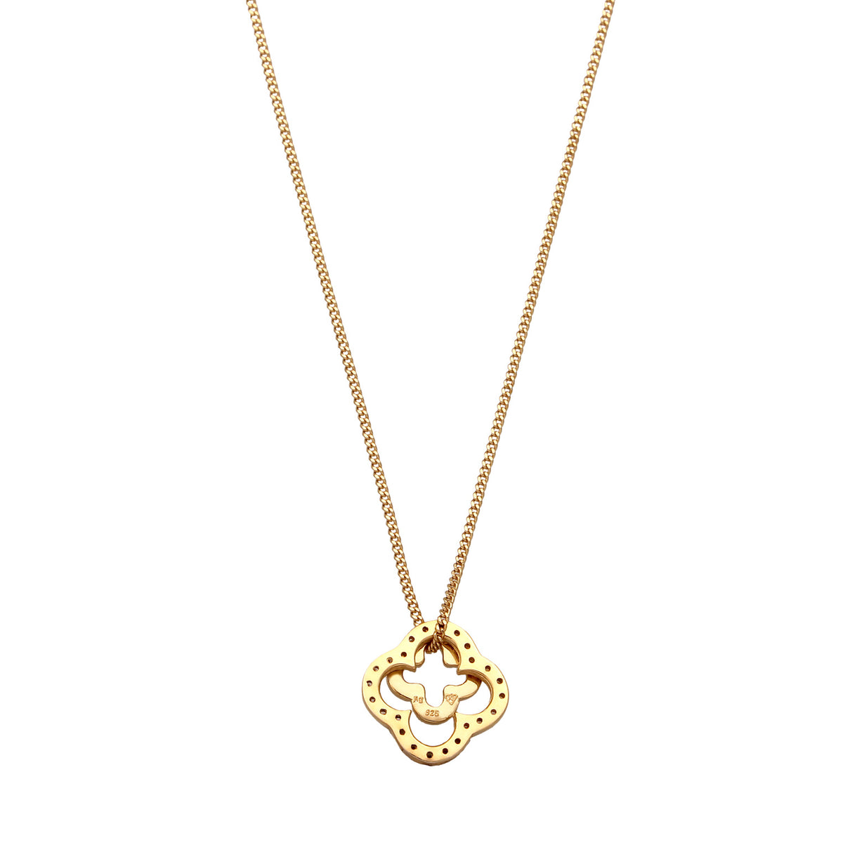 Gold - Elli | Halskette Kleeblatt | Zirkonia (Weiß) | 925 Sterling Silber vergoldet