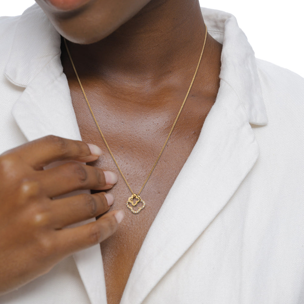 Necklace clover | Zirconia (White)