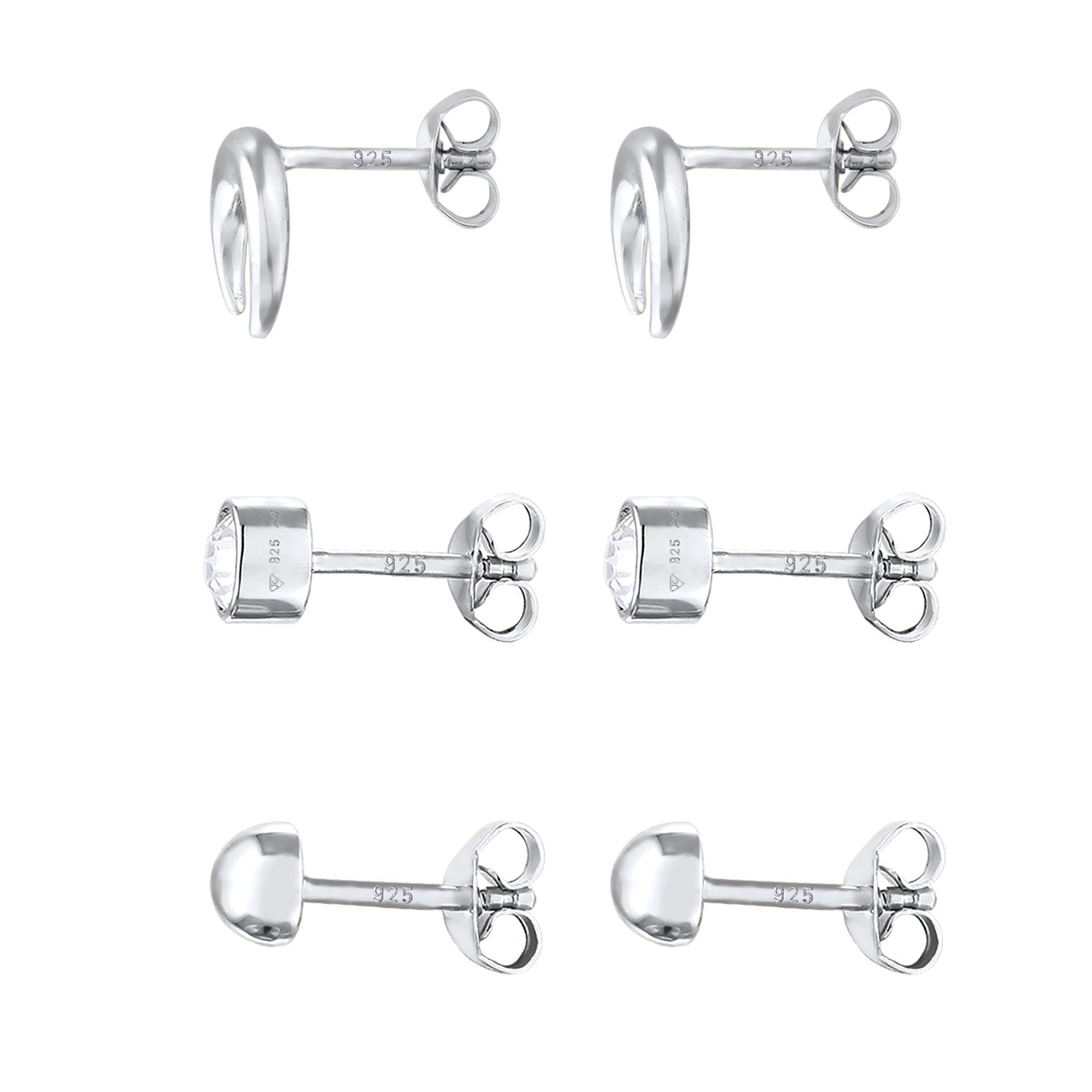 Silber - Elli | Ohrstecker Set Astro | Mit Kristallen von Swarovski® (Weiß) | 925 Sterling Silber