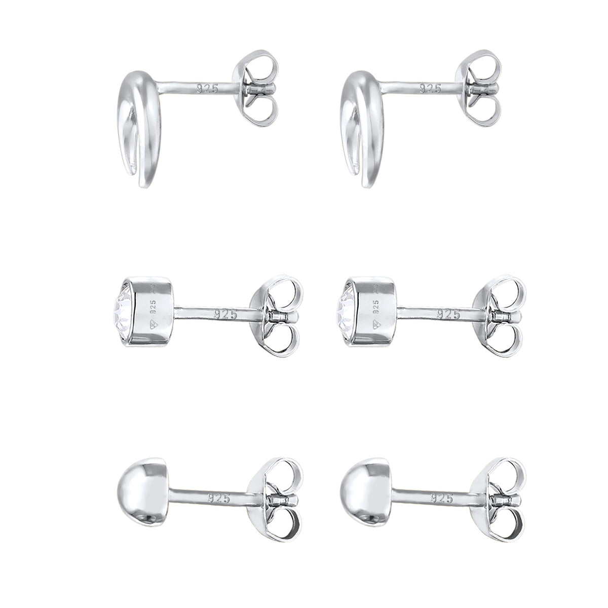 Silber - Elli | Ohrstecker Set Astro | Mit Kristallen von Swarovski® (Weiß) | 925 Sterling Silber
