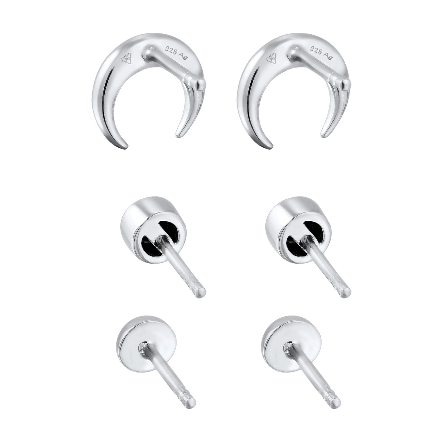 Silber - Elli | Ohrstecker Set Astro | Glas Kristalle (Weiß) | 925 Sterling Silber