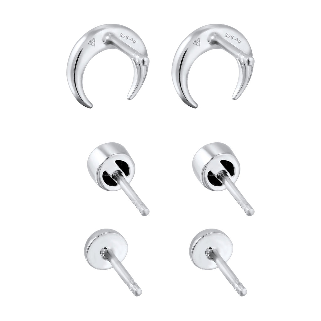 Silber - Elli | Ohrstecker Set Astro | Mit Kristallen von Swarovski® (Weiß) | 925 Sterling Silber