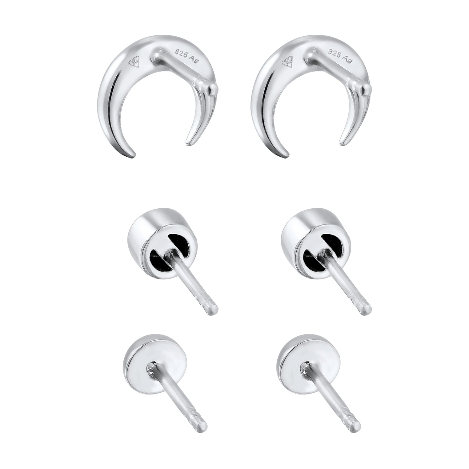 Silber - Elli | Ohrstecker Set Astro | Mit Kristallen von Swarovski® (Weiß) | 925 Sterling Silber
