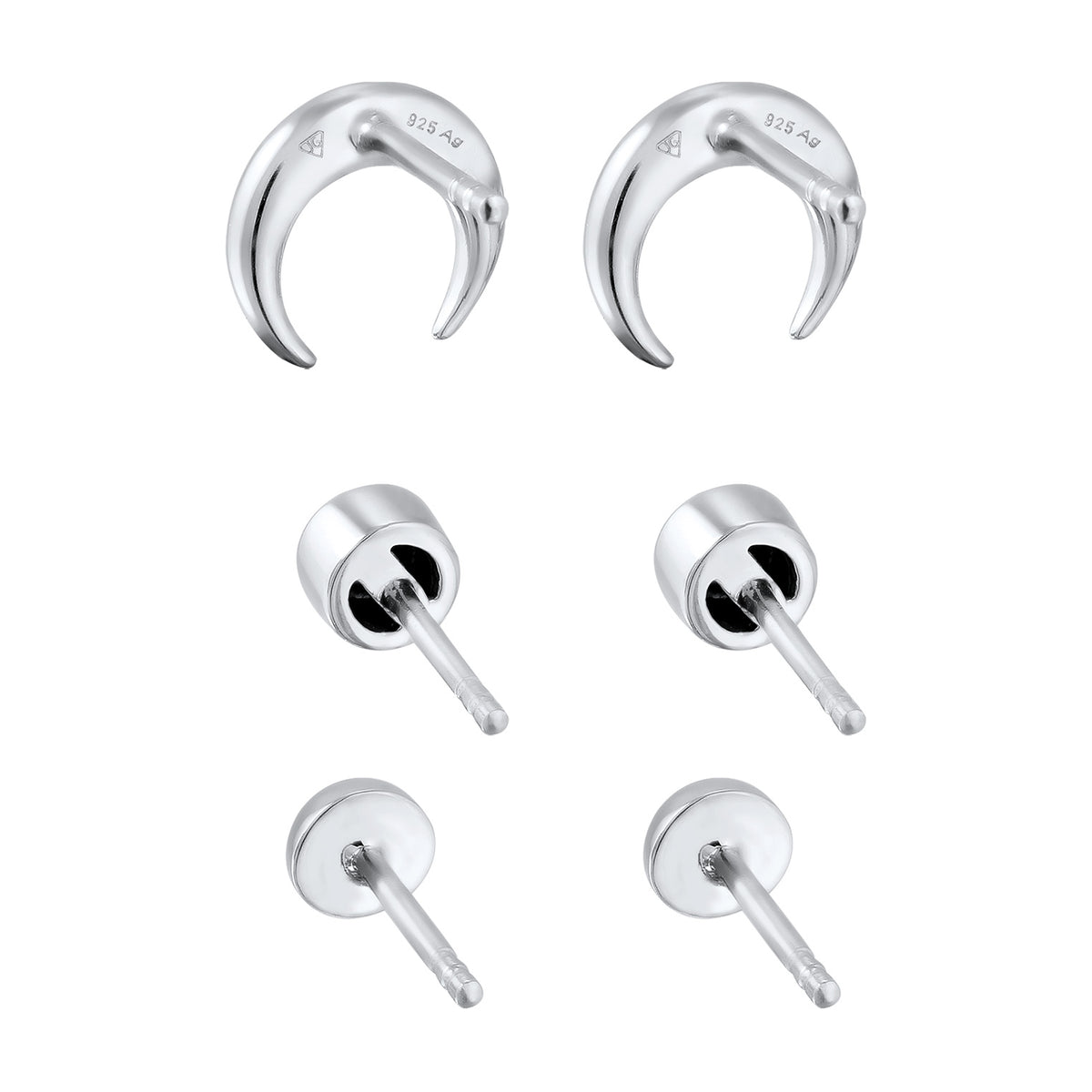Silber - Elli | Ohrstecker Set Astro | Mit Kristallen von Swarovski® (Weiß) | 925 Sterling Silber