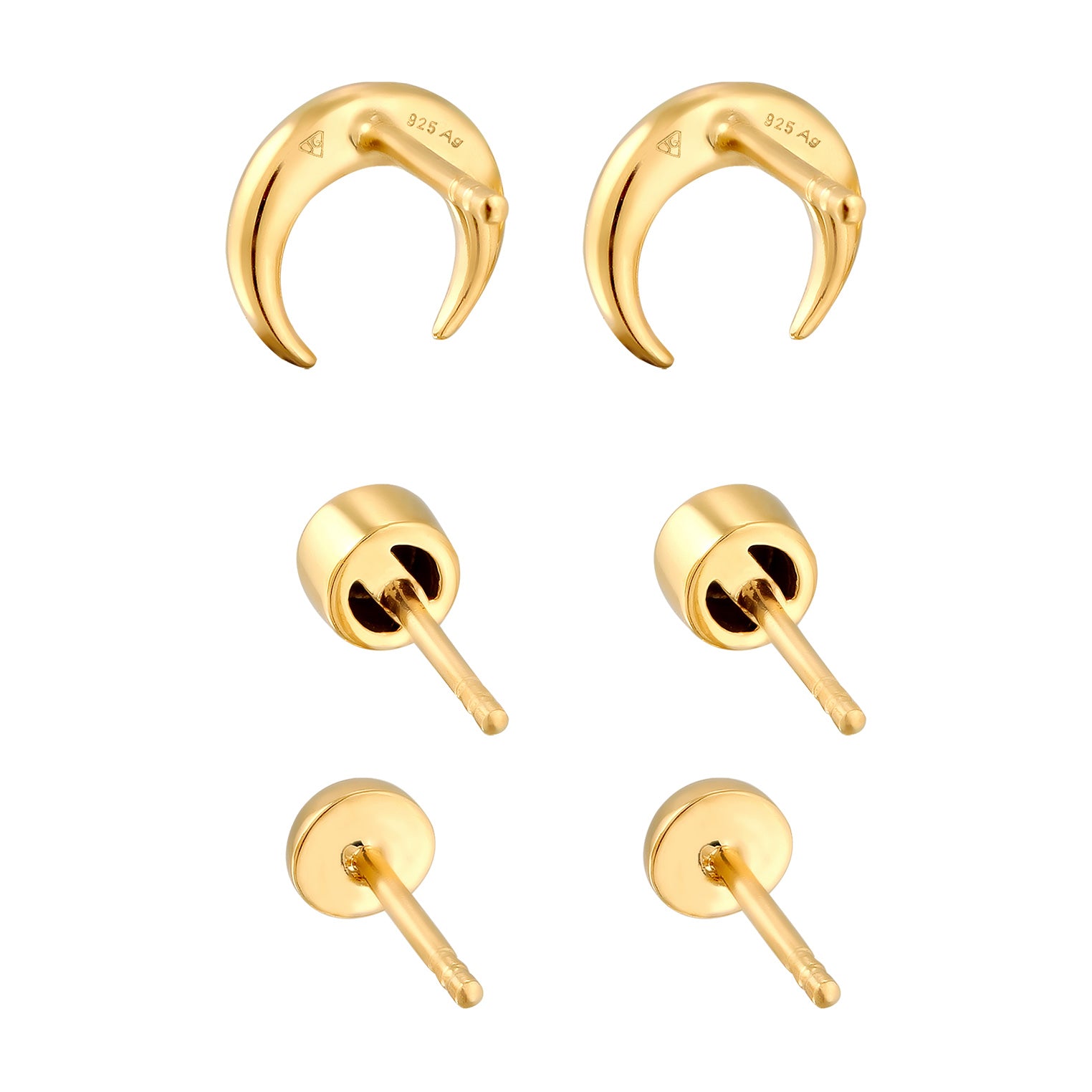Gold - Elli | Ohrstecker Set Astro | Mit Kristallen von Swarovski® (Weiß) | 925 Sterling Silber vergoldet