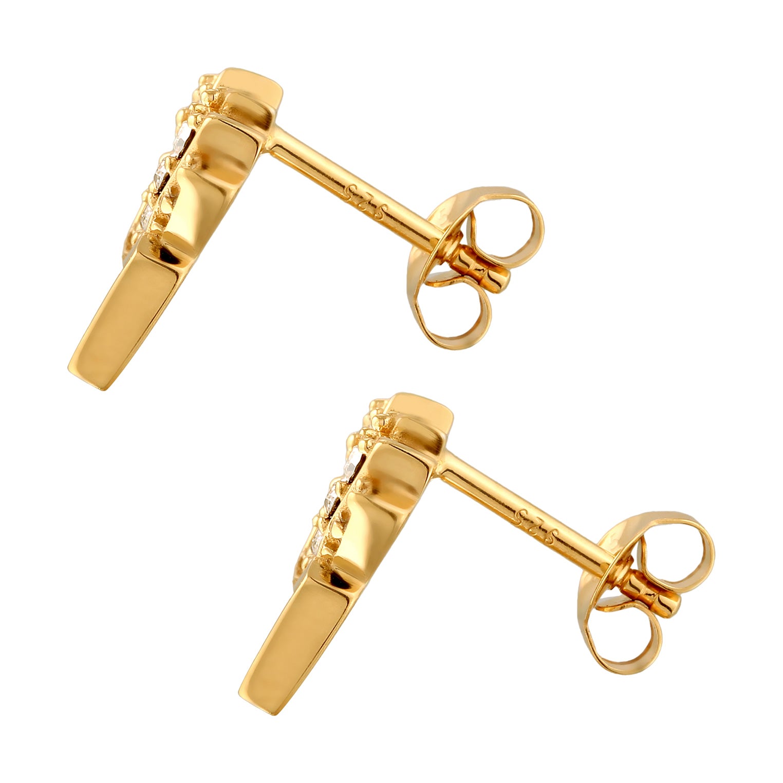 Gold - Elli | Ohrstecker Pommes | Mit Kristallen von Swarovski® (Weiß) | 925 Sterling Silber vergoldet